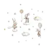 Pegatinas de Pared Autoadhesivas de Conejo con Globos de Estrellas y Nubes de Dibujos Animados Pegatinas Lindas para Decoración de Habitación Infantil Br63729