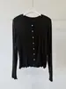 Suavidad Narrada LigeramenteOtoño Temprano Simple Cómodo Cardigan de Punto con Volantes Cuello Redondo de Tencel Acetato Lana Top para Mujer