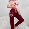 Conjunto Casual Casual Largo Estampado de Calça Longa de Manga Curta para Mulheres de Verão com Gravata Borboleta Conjunto de Duas Peças Pijama Estampado