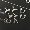 Brincos de Fio de Zircônia Amazon Aço Inoxidável Feminino Conjunto de Piercings