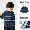 Camiseta de Manga Larga Rayada para Niño Estilo Europeo Derecho, Ropa para Bebé Estilo Otoño y Primavera, Ropa Nueva para Niños 2026, Camiseta Básica para Niños