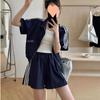 Ropa de Mujer Estilo Coreano 2025 Verano Traje Deportivo Americano Casual Chaqueta de Manga Corta Shorts de Cintura Alta Conjunto de Dos Piezas para Mujer
