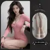 Lencería Sexy Lemon Story: Ajustado, Puramente Atractivo, Rayado, Tentador, Escote Bajo, Manga Larga, Bodie de Niña Estilo Dulce