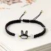 Pulseira de Casal Trançada à Mão Gato Concha Design de Nicho Ins Corda de Mão para Namorada Joia Versátil Ajustável