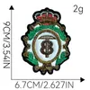 Stock de Fábrica Insignia Verde Etiqueta de Tela Hecha a Mano Bordado con Hilo Dorado y Plateado Insignia de Corona Ropa Bolsas Bordado de Alta Gama