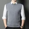 Chaleco de Lana de Color Puro Otoño e Invierno para Hombre con Cuello en V Prendas de Punto Base Prendas de Punto Chaleco para Hombres de Mediana Edad y Mayores Ropa para Papá