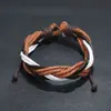 Pulseira de Couro Artística Retro Criativa e Personalizada, Simples Pulseira de Pulso Trançada à Mão em Couro Genuíno, Joia Quente de Venda Transfronteiriça