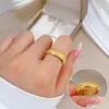 [Não desbote] minimalista geométrico titânio aço vento frio disco anel homens e mulheres ins personalidade na moda simples anel de comida