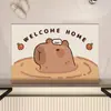 Tapete de Piso para Baño de Capibara, Dibujo Animado de Hamburguesa y Cola, Tapete Absorbente para Pies, Tapete Antideslizante para Baño, Tapete para Puerta de Entrada