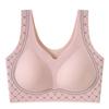 Sujetador deportivo sin aros de acero, suave y sin costuras, con copas fijas, fino y cómodo, con encaje fruncido en la espalda para mujer