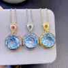 Colgante de Topacio Azul Cielo Enviado Tamaño de la Piedra Principal Aprox. 12*12mm Plata 925 Mano de Obra Fina Incrustación