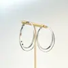 Pendientes de Aro Grandes Doble Capa Retorcidos Aguja de Plata 2025 Nuevo Estilo Nicho Aro Liso Otoño e Invierno Estilo de Alta Gama Pendientes Adelgazantes para Mujer