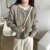 Suéter suave y encerado estilo coreano para mujer, chaqueta cárdigan corta de punto holgada de estilo perezoso para otoño e invierno