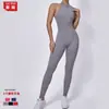 Ropa de Yoga de una Pieza con Cremallera Europea y Americana Mallas Deportivas para Mujer Espalda Calada Belleza Pantalones de Yoga para Correr Fitness