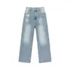 Jeans para hombre personalizados/estilo americano, nuevos pantalones casuales versátiles de pierna recta ancha holgada para primavera/verano/otoño en negro