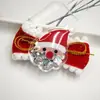 Presilha de Cabelo Laço Veludo Vermelho de Natal Conjunto de Headwear Fofo de Desenho Animado Infantil Sino de Papai Noel Borla