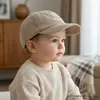 Chapéus Infantis Primavera e Outono Estilo Coreano Boné de Baseball com Blocos de Cor Retrô para Meninos Chapéu com Aba Protetor Solar para Meninas