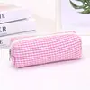 Bolsa de Cosméticos a Cuadros Estilo Coreano Bolsa de Almacenamiento Simple de Rejilla Organizador de Maquillaje Portátil Estuche para Lápices de Papelería para Estudiantes logo