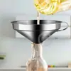 Embudo de acero inoxidable de gran diámetro con mango, filtro de drenaje de aceite, dispensador de líquido para especias en polvo, aceite, vinagre, vino para cocina