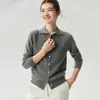 Cárdigan de cachemira de alta calidad con cuello polo para mujer, con un diseño de un solo botón, una sensación suave y cómoda, un corte favorecedor y una silueta versátil y estilizada