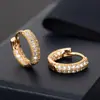 Acessórios de Moda Transfronteiriços Brincos Populares Europeus e Americanos Microincrustados Zircônia Leque Pequenos Brincos Dourado Ouro Rosa Simples Argola de Orelha