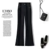 Pantalones acampanados de mezclilla de punto para mujer, ajustados, de cintura alta, a la moda, hechos a medida, nuevo estilo de otoño, ajustados y que realzan la altura