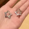 Brincos de Estrela Prateada Design Brincos Elegantes de Alta Qualidade 2025 Novo Estilo Quente Brincos Únicos de Estrela de Cinco Pontas para Mulheres