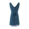 Vestido de Organza Patchwork Floral com Decote V Francês para Mulheres Verão 2025 Elegante Afinando a Cintura Estilo Vestido Colete