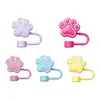 Transfronterizos, en stock, creativas tapas para popote y tapones antipolvo con forma de pata de gato, cubiertas para popote de vasos de té de leche, 8-10 mm, directo del fabricante