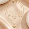 Collar de Playa de Verano con Conchas, Estrellas de Mar y Perlas, Cadena para Clavícula de Múltiples Capas de Gama Alta de Nicho, Joyería Transfronteriza Europea y Americana
