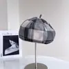 2025 Versión Coreana Nuevo Boina de Cuadros Británicos para Mujer Otoño Casual Cálido Sombrero de Artista Versátil Elegante Sombrero de Calabaza