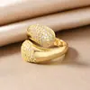 Estilo Exagerado Moda Nicho Anel Espiral Totalmente Zircônia Vazado Feminino Leve Luxo Europeu e Americano Ajustável Anel Aberto