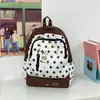 Mochila casual para estudiante de gran capacidad, mochila para ir al trabajo con bordado de lunares, mochila escolar de retazos elegante