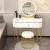 Penteadeira de Luxo Leve para Quarto, Mesa de Maquiagem Simples Moderna, Penteadeira Tendência Estilo Ins, Acabamento em Laca, Maquiagem Simples para Apartamento Pequeno