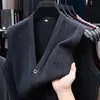 Chaleco Grueso de Punto con Cuello en V para Hombre, Nuevo Estilo Otoño/Invierno, Cárdigan Suéter Cálido Casual a la Moda para Personas de Mediana Edad y Mayores