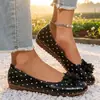 Zapatos de comercio exterior para mujer 2026 Nuevo estilo europeo y americano punta redonda lazo plano suela blanda mocasines zapatos casuales para meter el pie