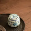 Jingdezhen Imitação Forno Song Ru Azul e Branco Lótus Pote de Chá Pote Selado Pequeno Pu'Er Chá Vermelho e Verde Pote de Armazenamento de Cerâmica