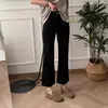 Jeans Acampanados Negros de Nueve Puntos para Mujer en Otoño, Talla Grande, Figura de Pera, Cintura Alta, Efecto Adelgazante, Pantalones Acampanados con Estiramiento en Cuatro Direcciones