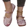 Dropshipping Transfronterizo de Zapatos de Tela del Viejo Pekín para Mujer, Boca Baja, Cómodos, Estilo Retro, Zapatos Hanfu, Suela Suave, Transpirables, Zapatos Bordados para Mamá