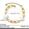 Collar de acero inoxidable con perlas artificiales en forma de corazón transfronterizo, pulsera, pendientes y conjunto de joyería dorados en oro de 18 quilates, acero de titanio que no se decolora