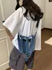 Yuezhi 2026 Verão Nova Bolsa de Balde Jeans Casual para Mulheres, Bolsa de Ombro Elegante e Simples, Bolsa Transversal de Alta Qualidade