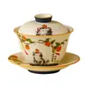 Tazón de té de cerámica de alta gama con tapa, taza de té individual para uso doméstico, adecuado para preparar té y té Kung Fu