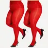 Medias de Malla de Aceite de Caballo Tallas Grandes Europeas y Americanas Medias Rojas Brillantes de Aceite Ensanchadas Agrandadas Cintura Alta Levantamiento de Glúteos Medias de Seda Ropa de Mujer Transfronteriza