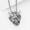 Colar Pingente Cruzado Retro Maligno Hannya de Liga Metálica, Acessórios de Colar Masculino Únicos de Nicho Tendência Atacado