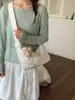 2026 Nova Bolsa de Ombro Simples Estilo Coreano Japonês, Bolsa Transversal Casual Artística, Bolsa de Bolinho Única Tendência Cor Sólida