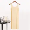Vestido camisola sin costuras de seda helada para chica gordita talla grande para mujer, falda interior larga ultra delgada hasta la rodilla, vestido de noche sin mangas con tirantes, todo a juego