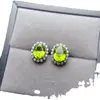 Atacado de Fábrica Popular Brincos de Peridoto Natural Prata S925 Incrustados Pedra Principal 7*9 Joias de Luxo Venda Direta da Fábrica
