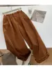 ¡Muy recomendable! Pantalones casuales de trabajo de pierna ancha recta color Caramelo Calabaza nuevos para otoño e invierno para mujer