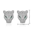 Pendientes de Zirconio de Color Diamante Completo Ojo de Caballo Cabeza de Leopardo Zirconio Pendientes de Animal Cabeza de Leopardo Pendientes Geométricos Ojo Verde Leopardo