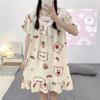 Verano 2024 Pijama Dulce de Manga Corta para Mujer Pijama de Verano para Mujer de Algodón Burbuja de Manga Corta Ropa para el Hogar Vestido de Niña